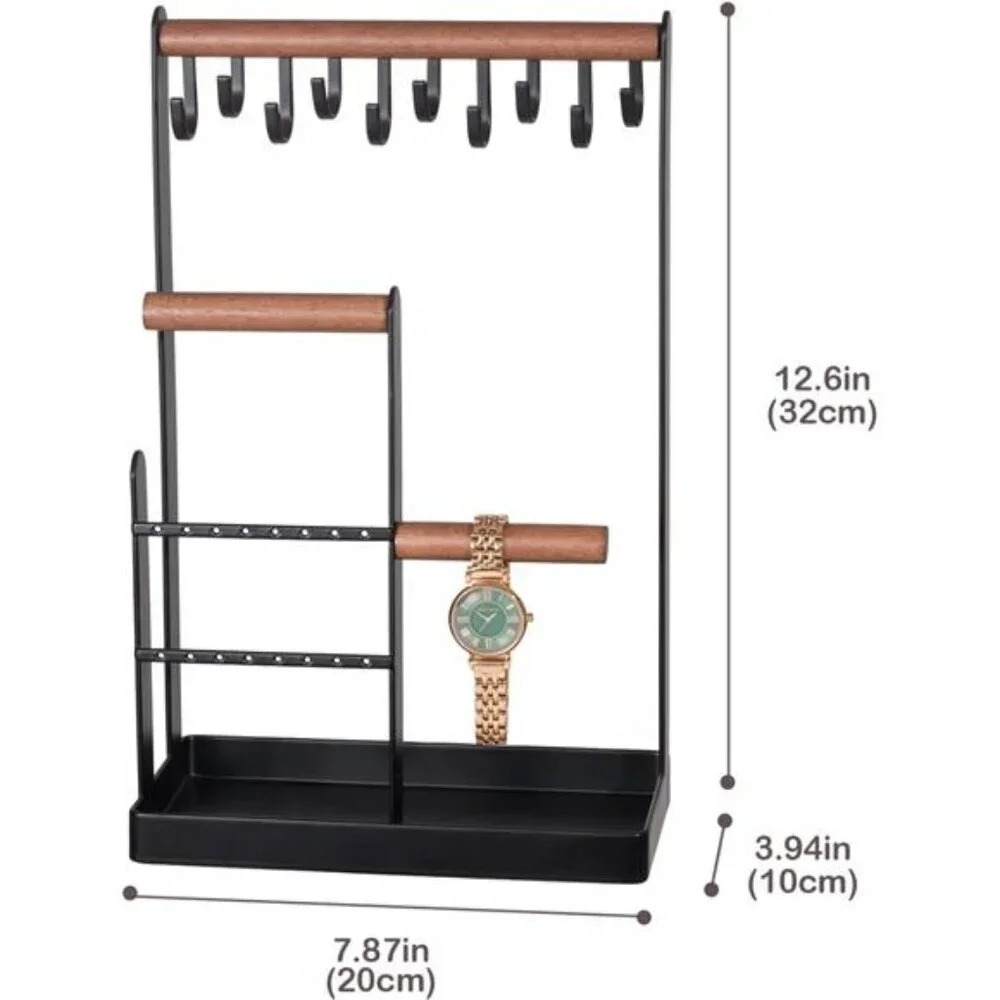 black jewelry stand organizer holder necklace earring bracelet ring display
